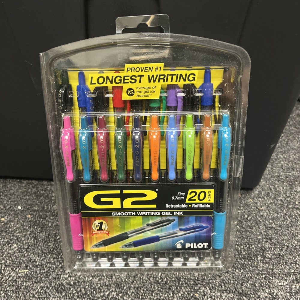 Pilot Gel Rollerball Pen G2 Assorted Premium Quick Drying, Pack of 20 31294